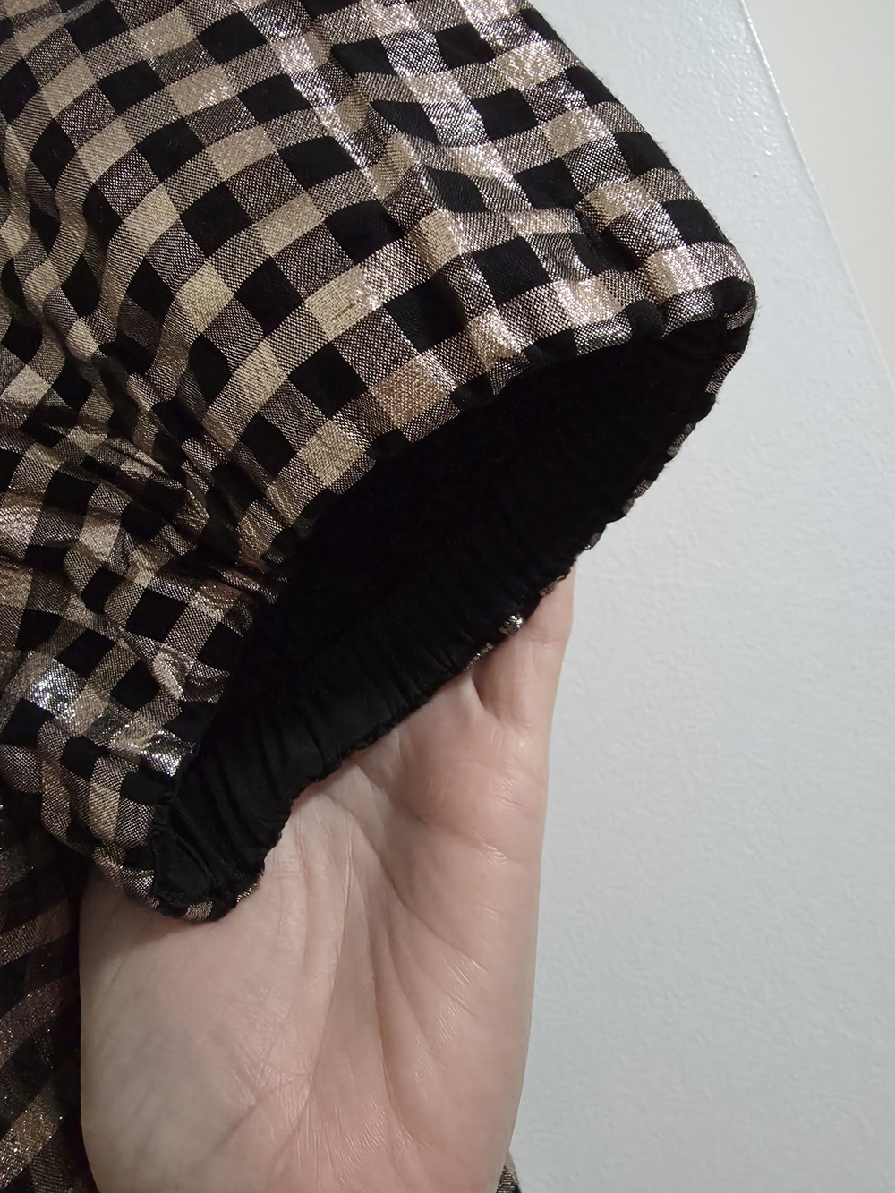 J. Crew Gold and Black Gingham Puff-Sleeve Top - Picture 4 of 4